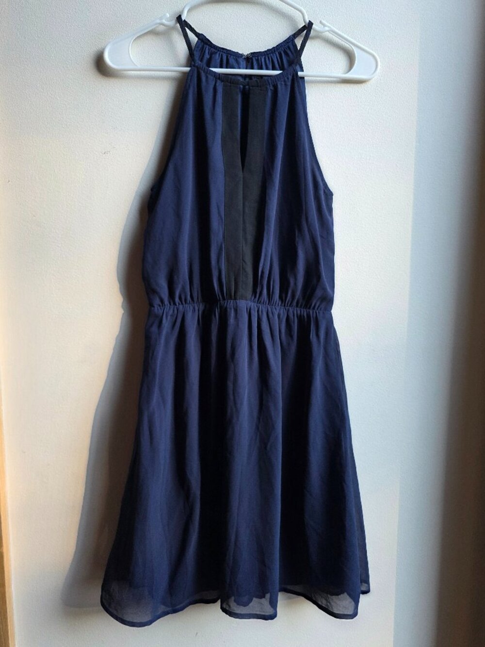 H&M Navy Drop Waist Halter Dress Size Small